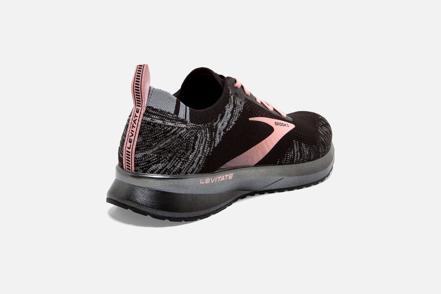 Brooks Running Shoes - Levitate 4 Road Womens - Black/Grey/Pink - PST-163740